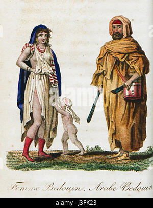 'Femme Bédouin arabe bédouin Castellan Antoine Laurent 1812' fait probablement référence à une œuvre d'Antoine Laurent, représentant une femme bédouine, capturant le mode de vie traditionnel et l'apparence des Bédouins au début du XIXe siècle. Banque D'Images
