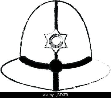 Silhouette floue casque traditionnel des agents de police britannique métropolitaine Illustration de Vecteur