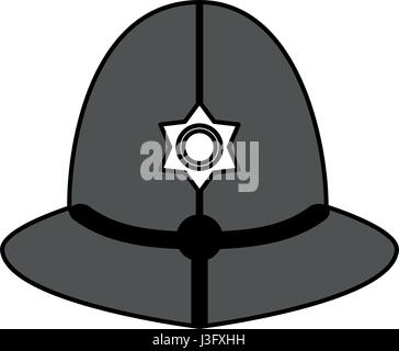 Croquis silhouette couleur de casque traditionnel des officiers de police britannique métropolitaine Illustration de Vecteur