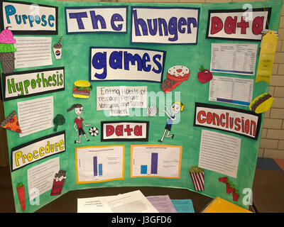 Projet de l'affiche de la science sur les habitudes alimentaires des junior high school de volley-ball et de soccer des femmes athlètes. St Paul Minnesota MN USA Banque D'Images