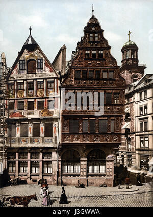 Frankfurt Am Main Roemer Salzhaus Photochrom avant Banque D'Images