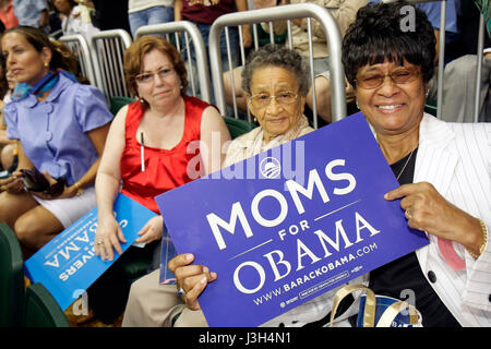 Miami Florida,Coral Gables,Université de Miami,BankUnited Center,centre,candidat démocrate Barak Obama,rallye,élection présidentielle,campagne,signe,log Banque D'Images