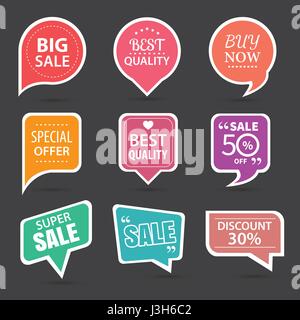 Ensemble de la vente commerciale des autocollants, badges et étiquettes collection éléments Illustration de Vecteur