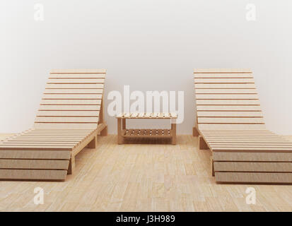 Chaise de plage moderne d'intérieur design pour reste dans l'image de rendu 3D Banque D'Images