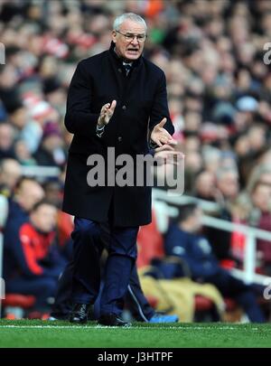 LEICESTER CITY MANAGER CLAUDIO V ARSENAL EMIRATES STADIUM Leicester City Londres Angleterre 14 Février 2016 Banque D'Images