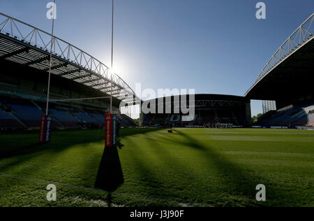 Une vue générale de la DW Stadium de Wigan avant le match de championnat Super Betfred. Banque D'Images