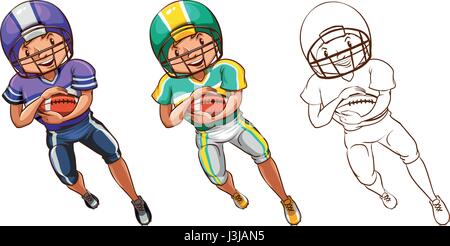 Caractère Doodle pour american football player illustration Illustration de Vecteur