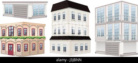 Différents modèles de bâtiments illustration Illustration de Vecteur