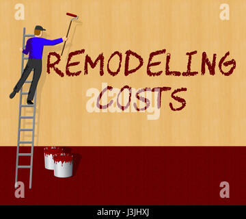 Les coûts de rénovation montrant le maison 3d illustration Banque D'Images