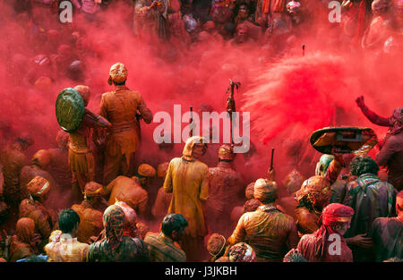 Holi festiival dans Barasnana, Brij, Utttar Pradesh, Inde, Asie Banque D'Images