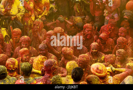 Holi festiival dans Barasnana, Brij, Utttar Pradesh, Inde, Asie Banque D'Images