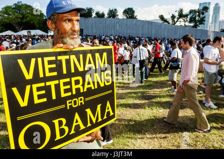 Miami Florida,Biscayne Boulevard,Bicentennial Park,Early vote for change Rally,Barack Obama,candidat présidentiel,campagne,campagne,politique,corbeau Banque D'Images