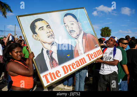 Miami Florida,Biscayne Boulevard,Bicentennial Park,Early vote for change Rally,Barack Obama,candidat présidentiel,campagne,campagne,Martin Luther Banque D'Images