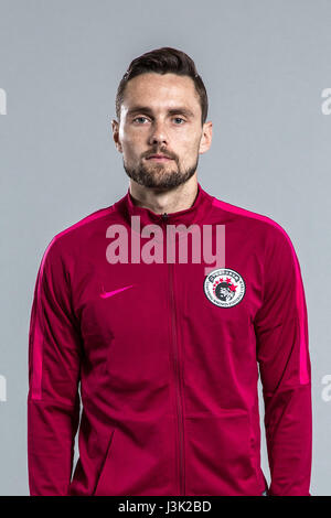 Portrait de joueur de football australien du Liaoning Whowin James Holland C.F. pour le Football Chinois 2017 Super League, à Foshan, province du Guangdong en Chine du Sud, 24 janvier 2017. Banque D'Images