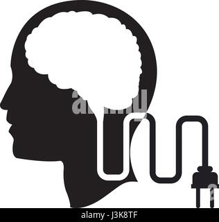 Profil de tête prise cable du cerveau humain Illustration de Vecteur