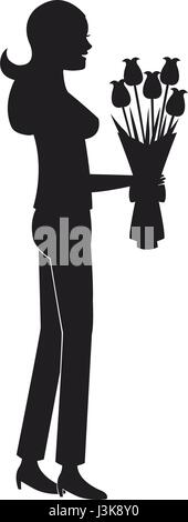Femme mère bouquet célébration Les pictogrammes Illustration de Vecteur