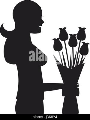 Femme mère bouquet célébration Les pictogrammes Illustration de Vecteur