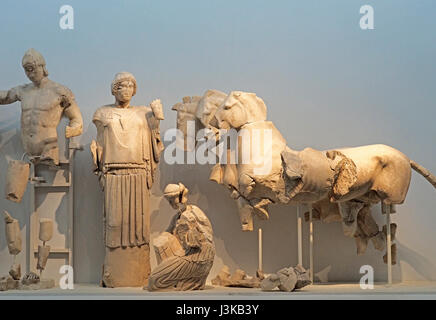 Sculture de Temple de Zeus à Olympie Musée. Banque D'Images