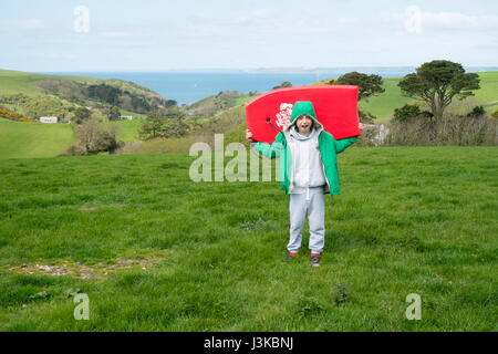 L'espoir des terres agricoles à Barton vers Hope Cove, Kingsbridge, dans le sud du Devon, Angleterre, Royaume-Uni. Banque D'Images