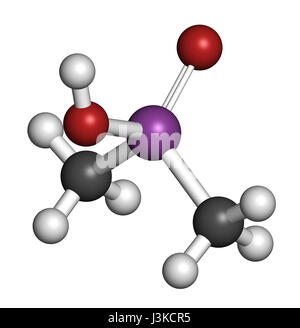 Molécule d'acide cacodylique (Agent Bleu). Organoarsenic hautement toxique composé. Les atomes sont représentés comme des sphères classiques avec codage couleur : Banque D'Images