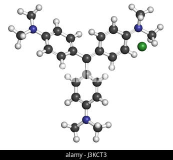 Cristal (gentiane) molécule violet. Colorant utilisé dans la coloration de Gram des bactéries. Les atomes sont représentés comme des sphères avec codage couleur classiques : l'hydrogène (w Banque D'Images