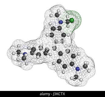 Cristal (gentiane) molécule violet. Colorant utilisé dans la coloration de Gram des bactéries. Les atomes sont représentés comme des sphères avec codage couleur classiques : l'hydrogène (w Banque D'Images