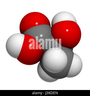 L'acide lactique (lait, l'acide L-lactique) molécule, la structure chimique. L'acide lactique est une molécule chirale et a donc deux isomères optiques. Banque D'Images