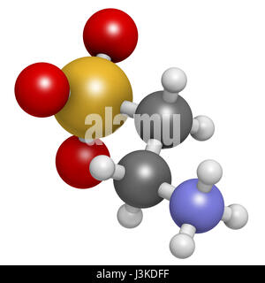 La Taurine (acide 2-aminoethanesulfonic) molécule. L'organe du corps humain, essentiel pour le fonctionnement des muscles squelettiques. Les atomes sont représentés comme des sphères wi Banque D'Images