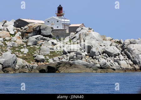 Phare, Iles Lavezzi, Corse, Corse, France, Europe, Méditerranée, Lavezzi Banque D'Images