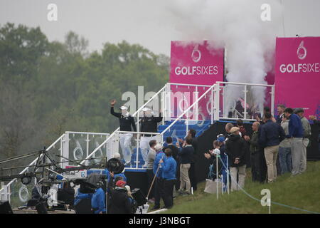 St Albans, Royaume-Uni. Le 05 mai, 2017. St Albans, Hertfordshire, Royaume-Uni atmosphère à la première mise en scène d'GOLFSIXES un nouveau format court d'un tournoi de golf qui se joue sur 6 trous. Credit : Motofoto/Alamy Live News Banque D'Images