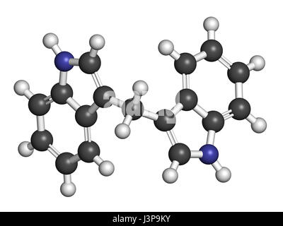 Diindolylmethane (3,3'-DIM, DIM) molécule. Dérivé de l'acide indole-3-carbinol, présent dans le brocoli, chou, chou frisé, etc. peuvent avoir vieilli ou préventive du cancer Banque D'Images