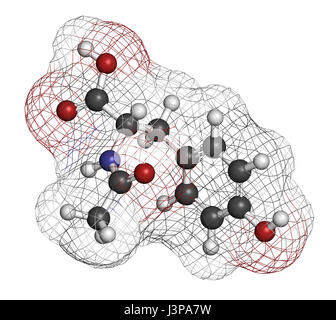 Le N-acétyl-tyrosine (NALT) molécule. Forme acétylée de l'acide aminé tyrosine. Les atomes sont représentés comme des sphères classiques avec codage couleur : hydrog Banque D'Images