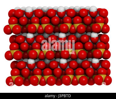 Le minéral de la kaolinite, structure cristalline. Montré que les atomes de sphères. Banque D'Images