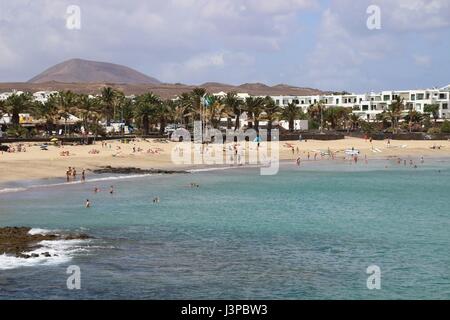 Plage de Playa las Cucharas, Costa Teguise, Lanzarote, îles canaries Banque D'Images