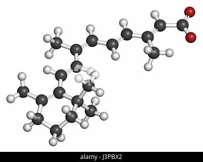 L'alitrétinoïne (9-cis-rétinoïque) cancer du sein et de l'eczéma molécule pharmaceutique. Analog de vitamine A. Les atomes sont représentés comme des sphères de couleur classiques codi Banque D'Images