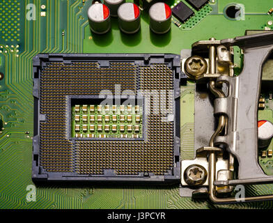 Carte mère informatique close up. Socket LGA 1155 Banque D'Images