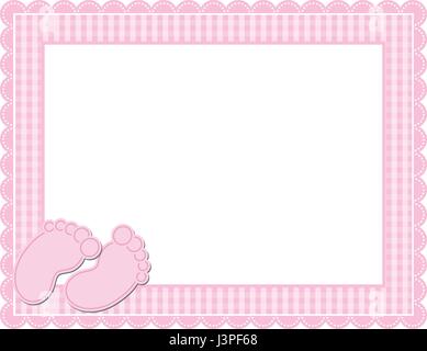 Cadre A Motif Vichy Pour Bebe Avec Bordure Festonnee Tons Pour Bebe Et Jolis Pieds De Bebe Image Vectorielle Stock Alamy