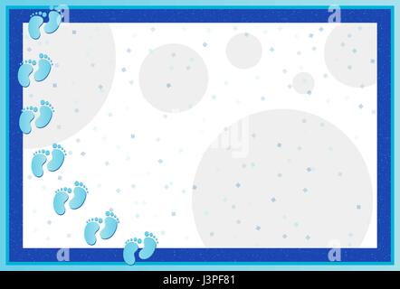 Cadre pastel avec pieds, points et confettis pour l'annonce de douche de bébé Illustration de Vecteur