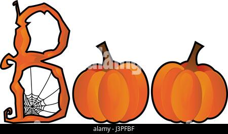 Halloween Halloween Boo-BOO texte texte créé à partir d'un petit B et deux os de citrouille Illustration de Vecteur