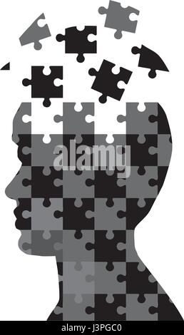 Vector illustration d'une tête d'homme puzzle silhouette Illustration de Vecteur