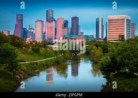 Houston est la ville la plus peuplée du Texas et la quatrième ville la plus peuplée des États-Unis, situé au sud-est de Texas près du golfe du Mexique. Banque D'Images