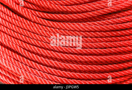 Texture de rouleau de corde en nylon rouge Banque D'Images