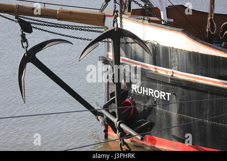 Allemagne, Duisburg Ruhrort, Oskar Huber Museumship,Bateau à vapeur historique Banque D'Images