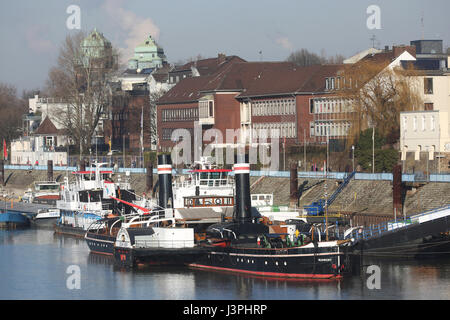 Allemagne, Duisburg Ruhrort, Oskar Huber Museumship,Bateau à vapeur historique Banque D'Images