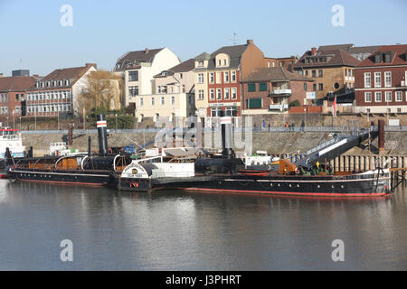 Allemagne, Duisburg Ruhrort, Oskar Huber Museumship,Bateau à vapeur historique Banque D'Images