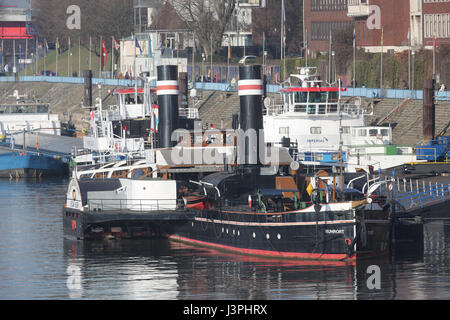 Allemagne, Duisburg Ruhrort, Oskar Huber Museumship,Bateau à vapeur historique Banque D'Images