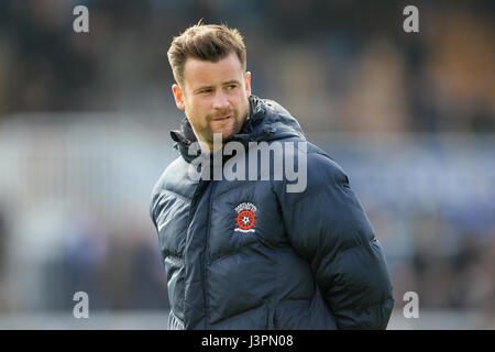 Hartlepool United manager Matthew Bates au cours de la Sky Bet League Deux match au stade d'alimentation et de gaz du Nord, Hartlepool. Banque D'Images