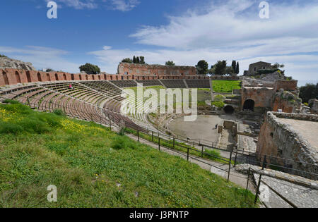 Teatro Greco, Taormina, Sicile, Italie Banque D'Images