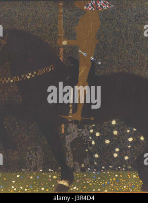 Das Leben ein Kampf Der goldene Ritter de Klimt (la vie est une lutte le Chevalier d'or) est une peinture de 1903 qui explore les thèmes de la vie, de la lutte et de la victoire, reflétant son style artistique distinctif. Banque D'Images