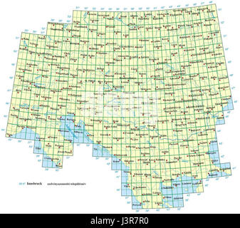 Feuille d'index de la carte générale de l'Europe centrale (1 200 000) Banque D'Images